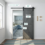 Paneled Manufactured Wood And PVC Barn Door With Installation Hardware Kit 